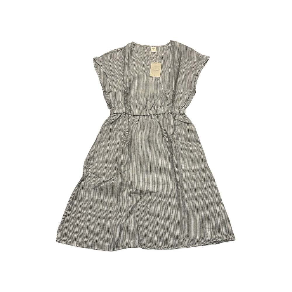 Lintico 100% Linen Striped Elastic-Waist Midi Dress ARIA Women’s Size Small